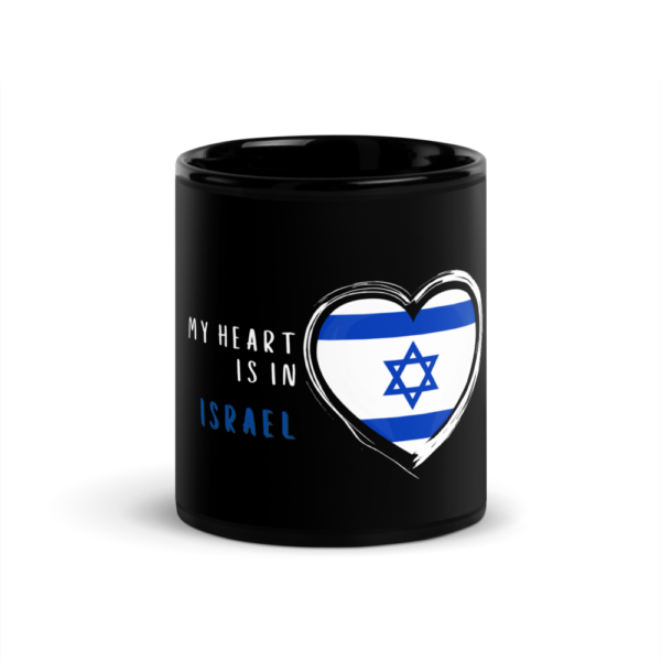 My Heart is in Israel Black Glossy Mug - Image 3