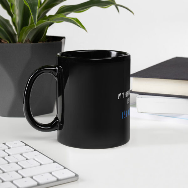 My Heart is in Israel Black Glossy Mug - Image 2