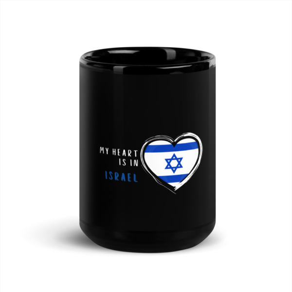 My Heart is in Israel Black Glossy Mug - Image 5