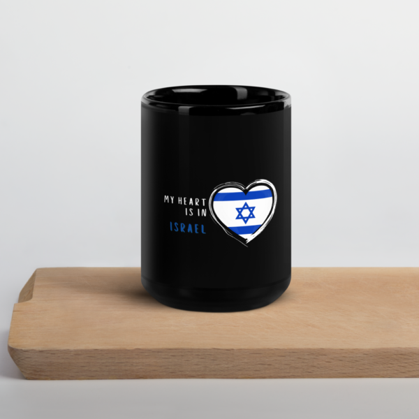 My Heart is in Israel Black Glossy Mug - Image 6